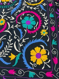 Handmade Uzbek Suzani <b>Bed</b> <b>Cover</b> Table Cloth Embroidered Bedspread Quilt Suzani Wall Hanging Decorative <b>Throws</b> B2B Bulk Supplier - Product Image 1