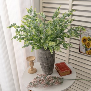CallaFloral Flocked <b>Eucalyptus</b> Artificial Flower Single <b>Branch</b> Green Two-tone Wedding Decorative Plant PVC Soft Rubber - Product Image 1