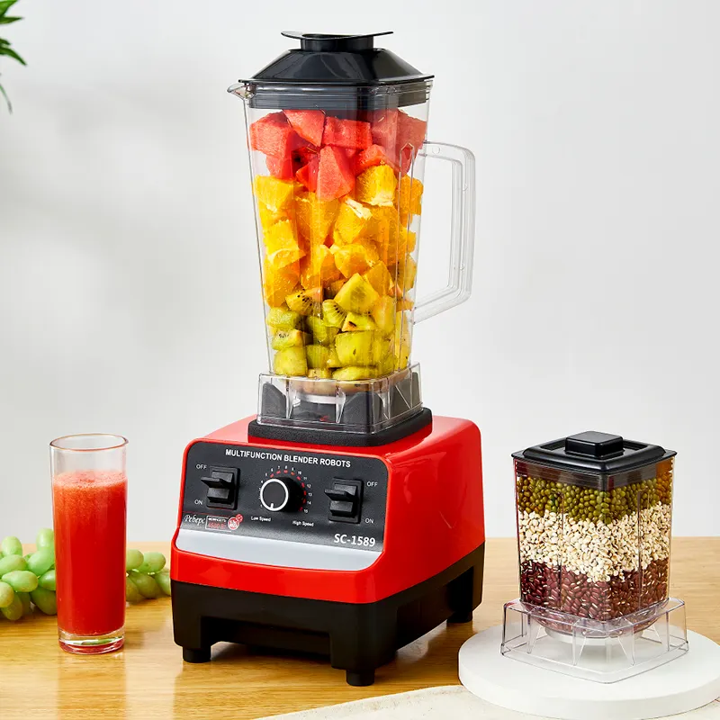 2023 Heet Verkoop Multifunctionele Commerciële Machine Keuken Verse Juicer 2 In 1 Zilveren Kuif Elektrische Smoothie Mixer Blender