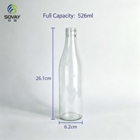 Bouteille en verre transparente et élancée de 500 ml, vide, en gros, pour l'embouteillage commercial de boissons et le stockage quotidien de liquides