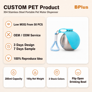 Bebedero para Perros de Acero Inoxidable 304 BPlus, 285 ml, 160 g, Tazón Abatible de Silicona, 3 Colores, MOQ 50, Envío en 30 Días, Certificación FDA LFGB, Directo de Fábrica - Product Image 1