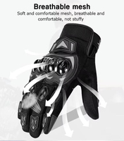 Gants de moto protecteurs à doigts entiers en nylon, respirants, absorbant les chocs, avec paume renforcée, compatibles avec les écrans tactiles