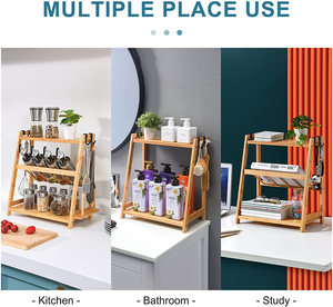 カウンタートップ用バンブースパイスラックオーガナイザー<span class=keywords><strong>3</strong></span>層バンブースパイスオーガナイザースタンディングラックシェルフ収納ホルダー、4スクエアスパイス付き - Product Image 6