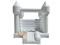 Château gonflable blanc pas cher avec piscine à balles, idéal pour mariage, en PVC 0,55 mm, installation facile, garantie 3 ans