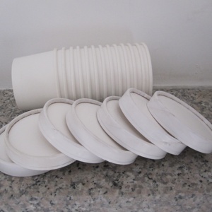 Tasse à crème glacée en papier jetable, 100 ml 3oz, avec couvercle en papier et cuillère en bois, vente en gros - Product Image 2