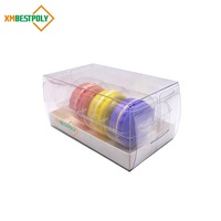 3 paquets de boîtes cadeaux en plastique transparent pour macarons, biscuits, baklavas, desserts, avec insert pour biscuits, baklavas, desserts, boîte transparente