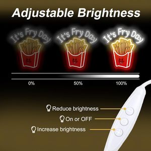 Panneaux néon LED pour frites, à intensité variable, alimentés par USB, lumière d'ambiance, décoration de vitrine, lumière indicatrice de rue, personnalisables - Product Image 3