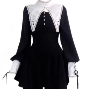 2024 di Halloween abito Sexy a vita alta abito da <span class=keywords><strong>suora</strong></span> scuro tubino nero - Product Image 1