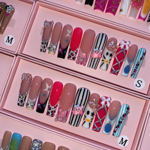 Ongles artificiels en acrylique de haute qualité, style français frais, 3D, faux ongles, stiletto, papillon, parfaits pour les fêtes, nouveauté 2025 - Product Image 2