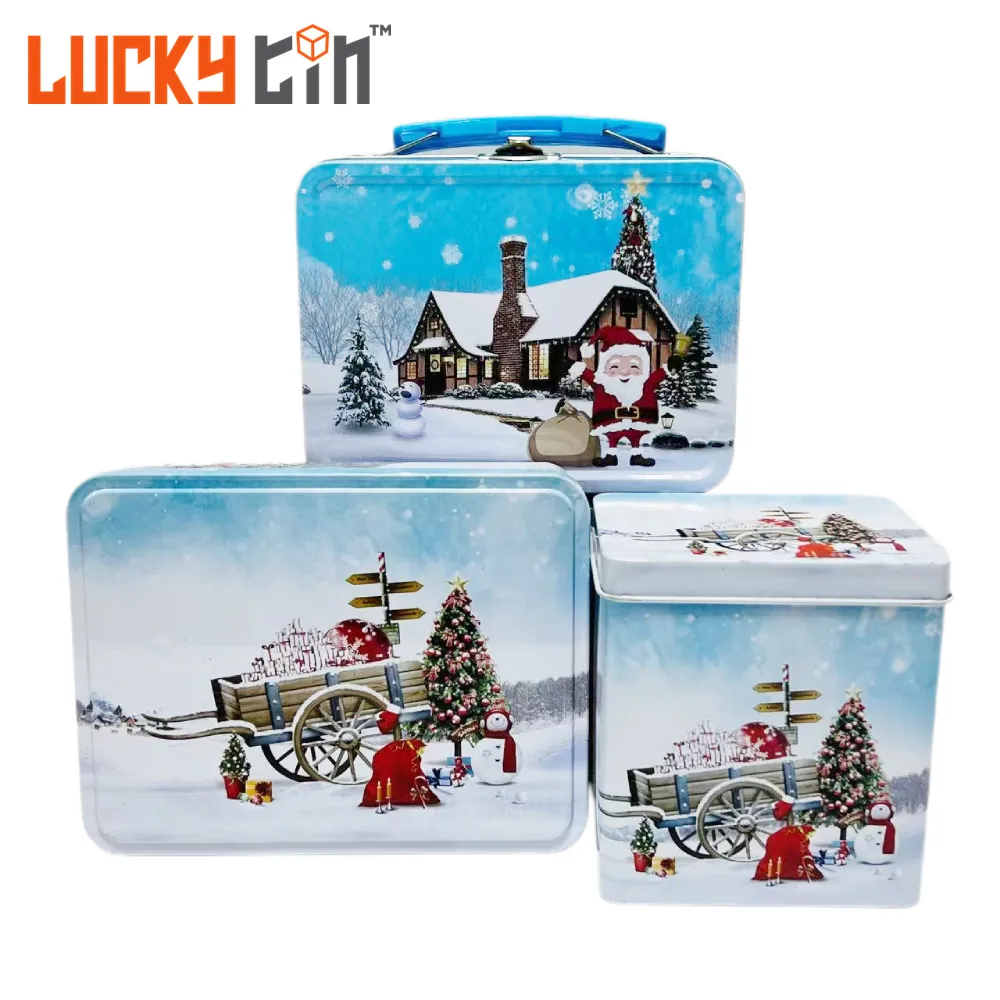 Luckytin กล่องดีบุกใส่คุกกี้ช็อคโกแลต,กล่องโลหะสำหรับเป็นของขวัญวันคริสต์มาสกล่องดีบุกปรับแต่งได้ตามต้องการ