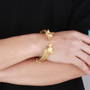 KALEN Wolf Schädel kopf Armband Edelstahl Geflochtene Kabel manschette Armband Armreif - Product Image 6