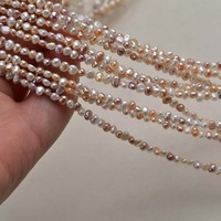 3-3.5mm Natural Multi Color Freshwater Side Hole Baroque Pearls Wholesale