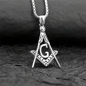 Colgante Masónico de Acero de Titanio para Hombre, Diseño Geométrico, Uso Diario - Product Image 1