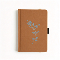 Carnet A5 avec couverture textile, motif floral brodé, couverture rigide, journal de voyage, cadeau