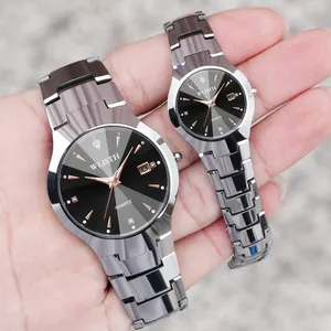 Hot Selling Wlisth Waterdicht Paar Horloge Kalender Quartz Horloges Voor Mannen En Vrouw Roestvrij Staal Quartz Horloges Met Datum