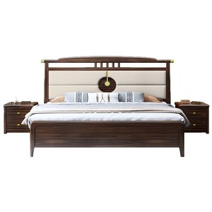 Lit en bois massif de palissandre avec coffre de rangement, style chinois moderne, lit rembourré, mobilier de chambre principale - Product Image 5
