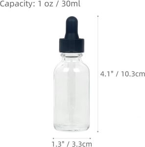 Empty Glass <b>Dropper</b> <b>Bottles</b> 5ml/10ml/15ml/1oz/50ml/2oz/100ml Clear & Amber with Screen Printing Labels for Essential Oil - Product Image 2