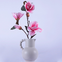 Fleur de magnolia artificielle réaliste avec pot en céramique pour la décoration de maison et de mariage pour les restaurants, la Saint-Valentin, la décoration intérieure