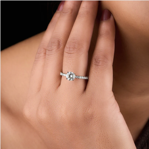 แหวนหมั้นแบบดั้งเดิมทำจากทองคำแท้ 14K ประดับเพชรแล็บโกรว์ทรงบริลเลียนท์ 17 เม็ด เพื่อความเปล่งประกายจากอินเดีย - Product Image 2