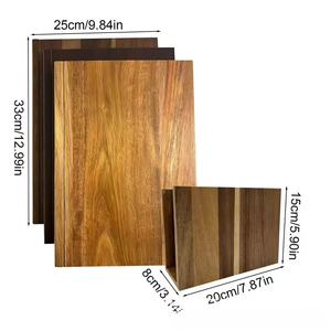Wooden Book Shaped Cutting Board Rectangular Anti Slip Kitchen Chopping Block Three Piece <b>Set</b> - Product Image 4