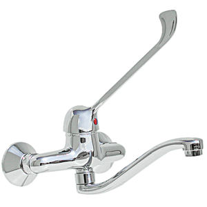 Mezclador de fregadero montado en la pared de una sola palanca cromada con producto de herramienta de torneado de palanca clínica - Product Image 2