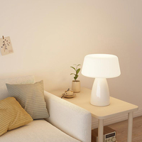 Mini lampe de table champignon avec base en céramique Pe Shade Dimmable Change Color Led Bedside Lamp for Living Room Bedroom Office