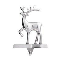 Support de chaussette de Noël en alliage de zinc, design vintage, motif élan, couleur argent, écologique, pour fêtes et décorations de Noël