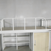 Lit superposé double moderne en métal avec bureau d'étude, armoire de rangement, étagère et échelle pour dortoir, chambre d'étudiant ou de personnel