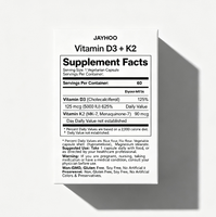 Capsules de vitamine D3 K2 JAYHOO 5000 UI D3 + 90 mcg MK7 K2, soutien osseux et immunitaire, complément alimentaire, étiquette privée OEM