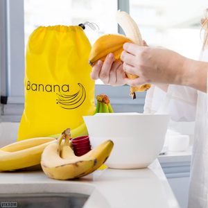 Organizador de refrigerador, bolsas de almacenamiento de hierbas frescas y vegetales, soporte para plátano y fruta, bolsa amarilla - Product Image 3