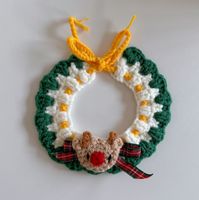 Collier de Noël en gros pour animaux de compagnie (chats et chiens) – Ornement en peluche étoile avec clochette de Père Noël, ruban et nœud, en laine tricotée, chaud et décoratif pour l'hiver – Accessoire pour animaux de compagnie