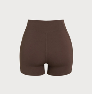 Shorts de yoga taille haute avec design torsadé et poches, couleur unie, anti-transpiration, extensibles dans quatre directions, pour l'entraînement et les activités sportives - Product Image 5