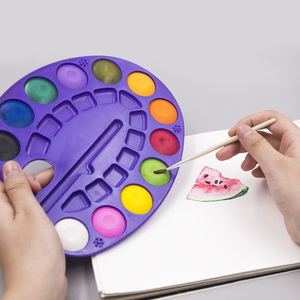 12 couleurs artiste aquarelle peinture ensemble avec pinceau sec solide <span class=keywords><strong>Gouache</strong></span> pour enfants papier dessin - Product Image 4