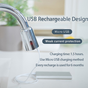 Aérateur d'eau rechargeable HY-297-1C pour robinet de cuisine <span class=keywords><strong>extractible</strong></span>, finition chromée, bec de robinet à capteur automatique - Product Image 5