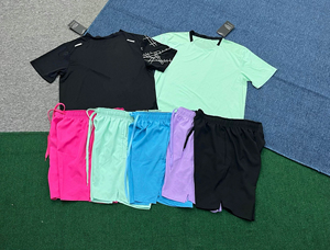 T-shirts et shorts de fitness unisexes de haute qualité pour l'été, séchage rapide, respirants, protection UV, évacuation de l'humidité, col rond, 100% coton - Product Image 1
