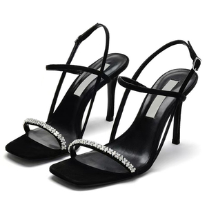 Tacones Clásicos de Mujer con Punta Cuadrada y Pedrería de Calidad Única para Damas 2025 - Product Image 1