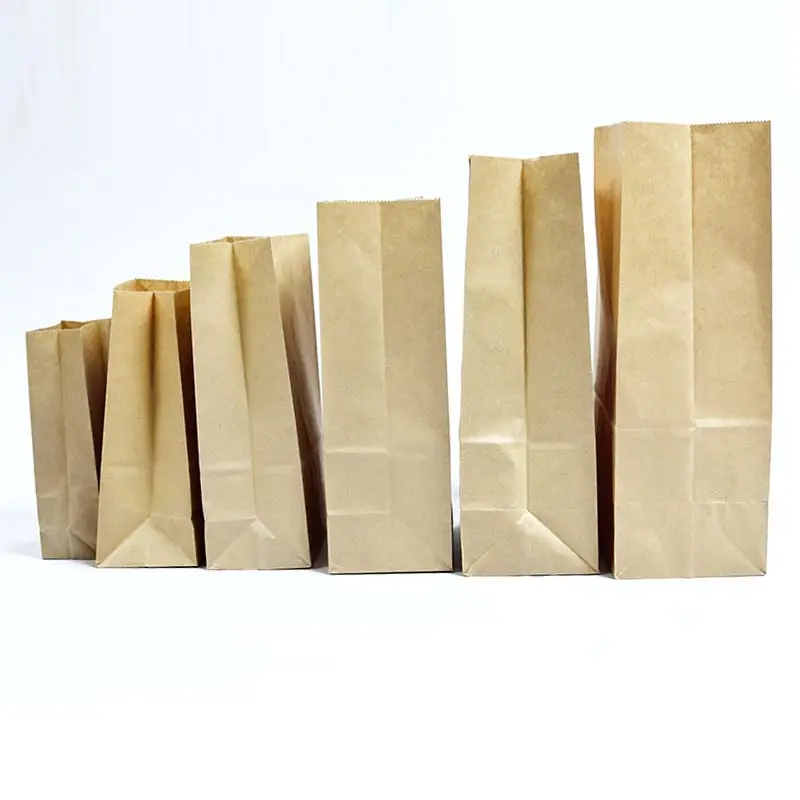 FTS 14 # kağıt torba çevre dostu kare alt Kraft kağıt Fast Food Kraft baskı ekmek kağıt torba
