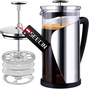 New Design Prensa Francesa Factory Make Borosilicate glass double wall stainless steel French press easy profitable crafts