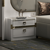 Ensemble de meubles de chambre à coucher en bois de luxe, nouveau design, lit double en cuir, suite de villa, cadre en bois moderne, taille king size