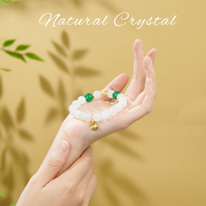 สร้อยข้อมือทองยืดหยุ่นประดับลูกปัดหยกอาเกตอเวนเจอรีนรูนควอตซ์แฟชั่นใหม่ทำมือดีไซน์โดดเด่นเป็นเอกลักษณ์ขนาด 10 มม. สำหรับวันครบรอบ - Product Image 2