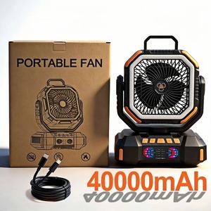 Ventilateur de camping portable USB F22S à double moteur, batterie externe rechargeable 40000 mAh, veilleuse, pour maison, voiture, pêche, hôtel - Product Image 2