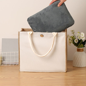 Bolsa de Lona Laminada con Logotipo Impreso Personalizado, Bolsa de Yute para Compras con Botón - Product Image 4