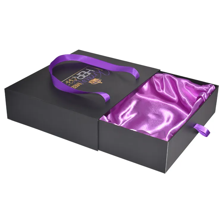 De seda personalizado brillo holográfico oro rosa pelo cajas de embalaje