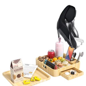 Bandeja de madera para refrigerios con portavasos para la consola central del coche, bandeja organizadora de almacenamiento, material de madera maciza - Product Image 2