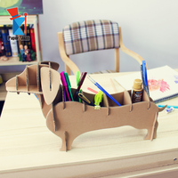 Modèle de stockage multi-grilles en carton ondulé 3D, Teckel, non peint, à assembler soi-même, puzzle animalier en papier, chien, jouet éducatif <50