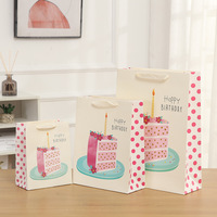 Sacs cadeaux en papier imprimé pour gâteau d'anniversaire et bougies, 210 g/m², recyclables, en carton blanc avec paillettes, pour cadeaux de fête d'anniversaire