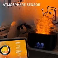 Diffuseur d'arômes à flamme 3D populaire de 400 ml, horloge numérique, huile essentielle, aromathérapie, humidificateur avec haut-parleur BT pour usage domestique