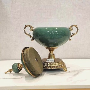 Ceramic Storage Jar Round Vintage Design Metal Lid Food Storage Home Kitchen Decorative Candy Chocolate Coffee Bean Container - Product Image 4