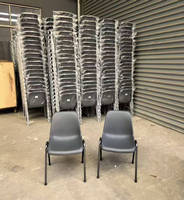 Chaise en plastique empilable avec pieds en acier thermolaqué, chaise de restaurant, de formation, de conférence, chaise commerciale