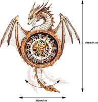 Hamaileon OEM Horloge Murale 3D en Bois/EVA, Puzzle Chat Steampunk, Cadeau pour Amateurs de Chats, avec Pendule à Queue Oscillante et Lumière Colorée Mobile